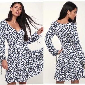 Free People Pradera Ivory Floral Long Sleeve Mini Wrap Dress Women's Size XS